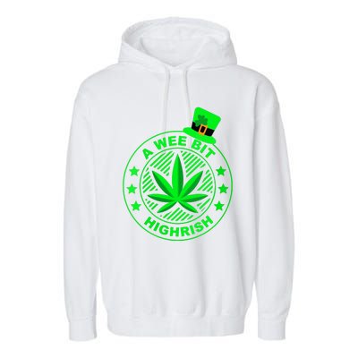 A Wee Bit Highrish Funny 420 Weed Marijuana St Patricks Day Vneck Garment-Dyed Fleece Hoodie