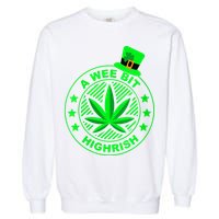A Wee Bit Highrish Funny 420 Weed Marijuana St Patricks Day Vneck Garment-Dyed Sweatshirt