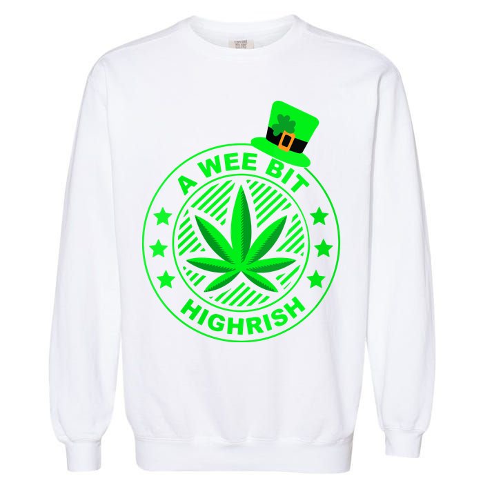 A Wee Bit Highrish Funny 420 Weed Marijuana St Patricks Day Vneck Garment-Dyed Sweatshirt