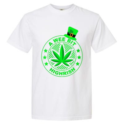 A Wee Bit Highrish Funny 420 Weed Marijuana St Patricks Day Vneck Garment-Dyed Heavyweight T-Shirt