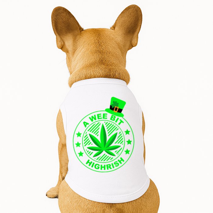 A Wee Bit Highrish Funny 420 Weed Marijuana St Patricks Day Vneck Doggie Tank