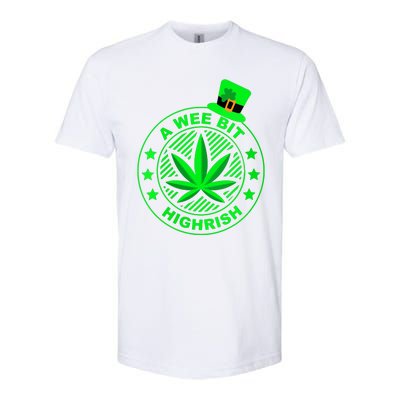 A Wee Bit Highrish Funny 420 Weed Marijuana St Patricks Day Vneck Softstyle CVC T-Shirt