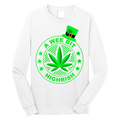 A Wee Bit Highrish Funny 420 Weed Marijuana St Patricks Day Vneck Long Sleeve Shirt