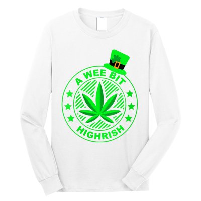 A Wee Bit Highrish Funny 420 Weed Marijuana St Patricks Day Vneck Long Sleeve Shirt