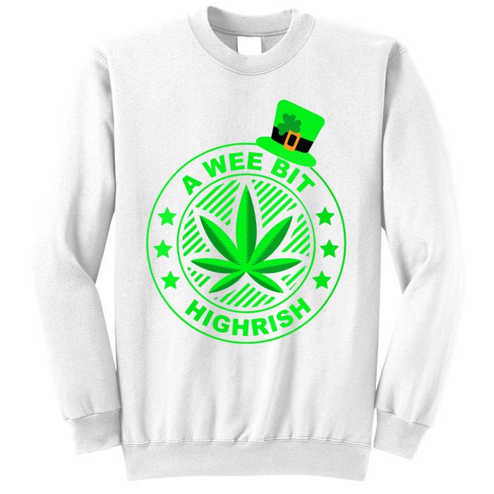 A Wee Bit Highrish Funny 420 Weed Marijuana St Patricks Day Vneck Sweatshirt