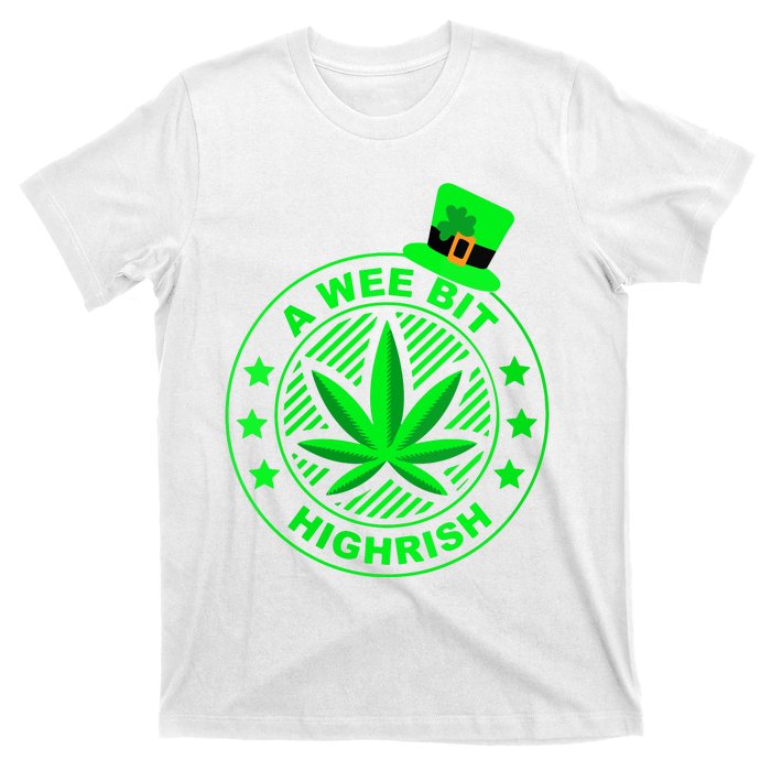 A Wee Bit Highrish Funny 420 Weed Marijuana St Patricks Day Vneck T-Shirt