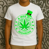 A Wee Bit Highrish Funny 420 Weed Marijuana St Patricks Day Vneck T-Shirt