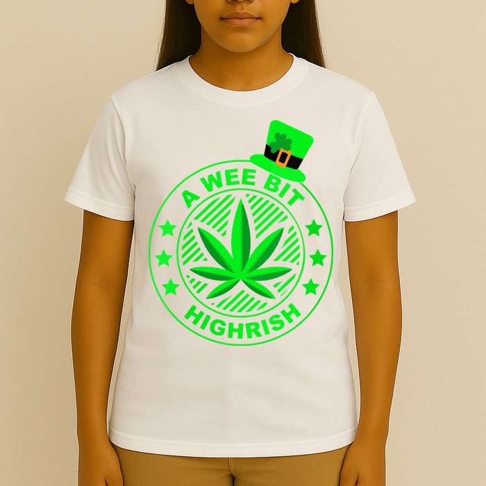 A Wee Bit Highrish Funny 420 Weed Marijuana St Patricks Day Vneck T-Shirt