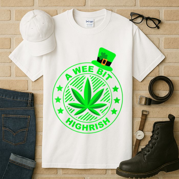 A Wee Bit Highrish Funny 420 Weed Marijuana St Patricks Day Vneck Tall T-Shirt