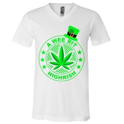 A Wee Bit Highrish Funny 420 Weed Marijuana St Patricks Day Vneck V-Neck T-Shirt