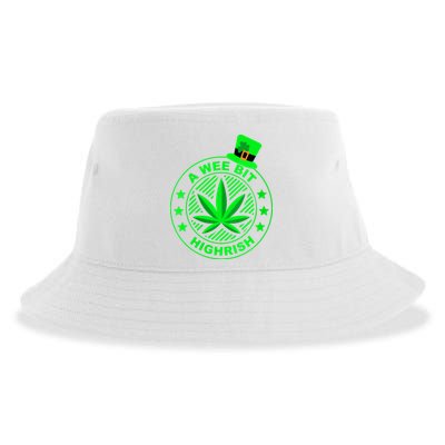 A Wee Bit Highrish Funny 420 Weed Marijuana St Patricks Day Vneck Sustainable Bucket Hat