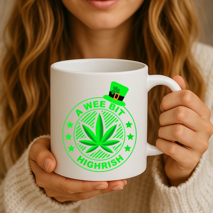 A Wee Bit Highrish Funny 420 Weed Marijuana St Patricks Day Vneck Mug