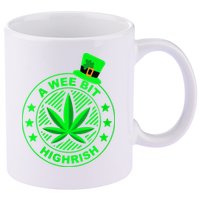 A Wee Bit Highrish Funny 420 Weed Marijuana St Patricks Day Vneck 11oz C Handle Ceramic Mug