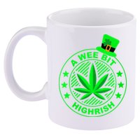 A Wee Bit Highrish Funny 420 Weed Marijuana St Patricks Day Vneck 11oz C Handle Ceramic Mug