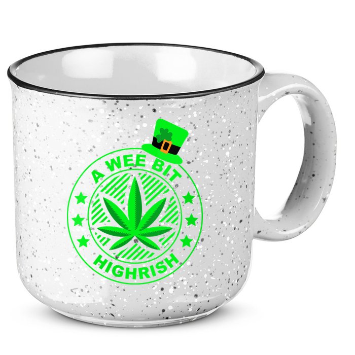 A Wee Bit Highrish Funny 420 Weed Marijuana St Patricks Day Vneck 15oz Campfire Ceramic Mug
