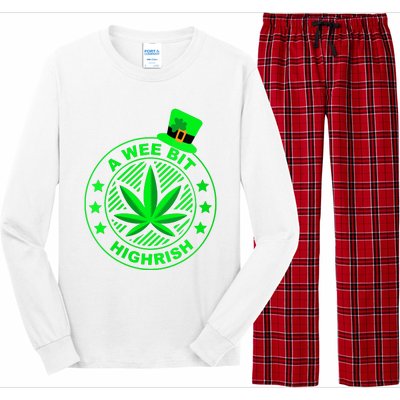 A Wee Bit Highrish Funny 420 Weed Marijuana St Patricks Day Vneck Long Sleeve Pajama Set