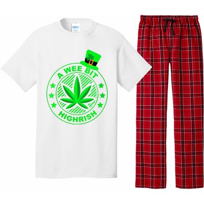 A Wee Bit Highrish Funny 420 Weed Marijuana St Patricks Day Vneck Pajama Set