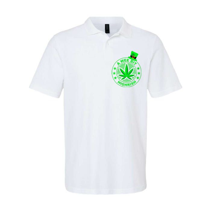 A Wee Bit Highrish Funny 420 Weed Marijuana St Patricks Day Vneck Softstyle Adult Sport Polo