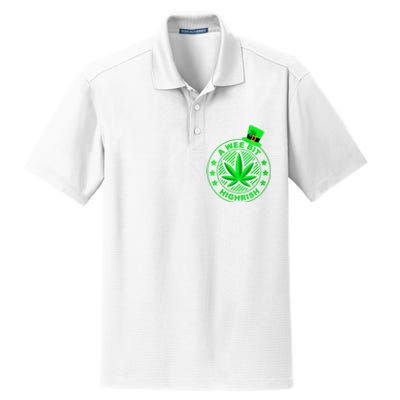 A Wee Bit Highrish Funny 420 Weed Marijuana St Patricks Day Vneck Dry Zone Grid Polo