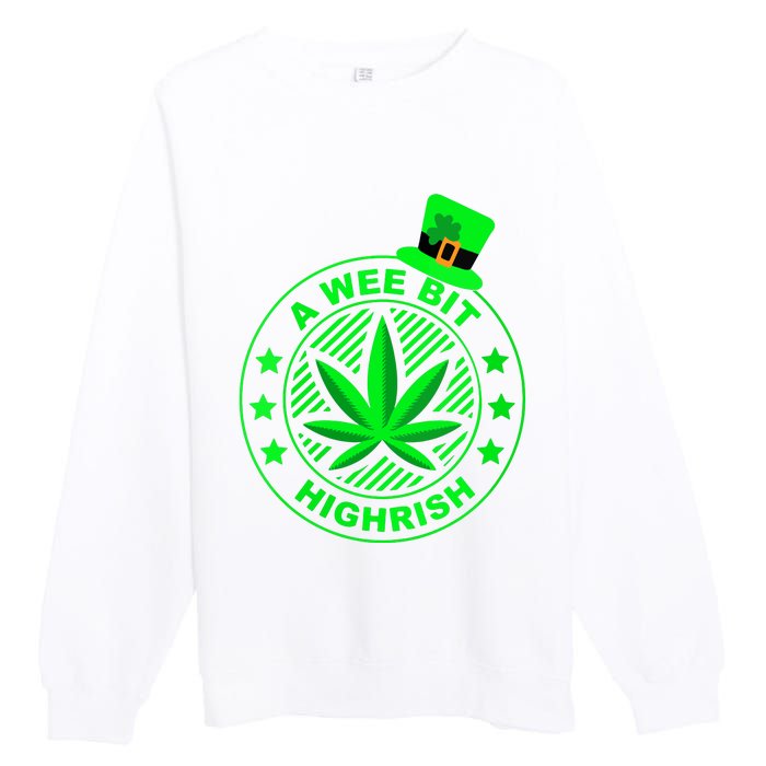 A Wee Bit Highrish Funny 420 Weed Marijuana St Patricks Day Vneck Premium Crewneck Sweatshirt