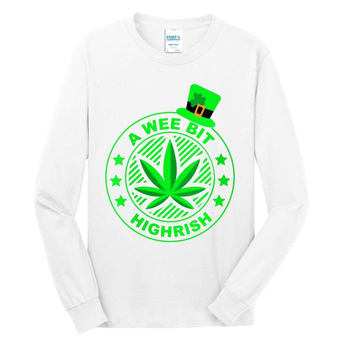 A Wee Bit Highrish Funny 420 Weed Marijuana St Patricks Day Vneck Tall Long Sleeve T-Shirt