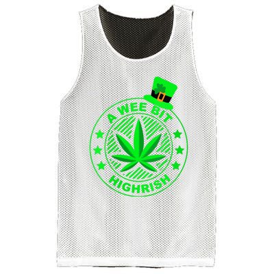 A Wee Bit Highrish Funny 420 Weed Marijuana St Patricks Day Vneck Mesh Reversible Basketball Jersey Tank