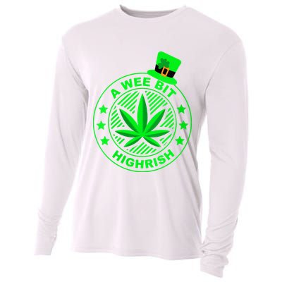 A Wee Bit Highrish Funny 420 Weed Marijuana St Patricks Day Vneck Cooling Performance Long Sleeve Crew