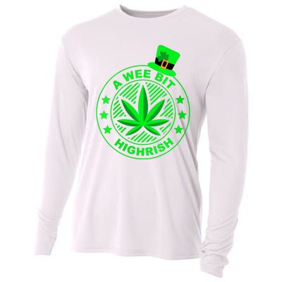 A Wee Bit Highrish Funny 420 Weed Marijuana St Patricks Day Vneck Cooling Performance Long Sleeve Crew