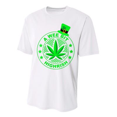 A Wee Bit Highrish Funny 420 Weed Marijuana St Patricks Day Vneck Performance Sprint T-Shirt