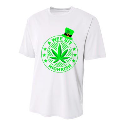A Wee Bit Highrish Funny 420 Weed Marijuana St Patricks Day Vneck Youth Performance Sprint T-Shirt