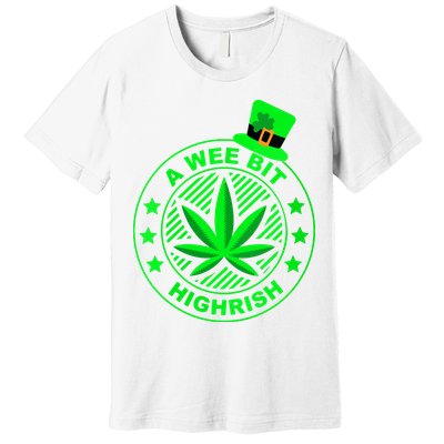 A Wee Bit Highrish Funny 420 Weed Marijuana St Patricks Day Vneck Premium T-Shirt