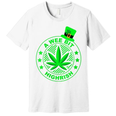 A Wee Bit Highrish Funny 420 Weed Marijuana St Patricks Day Vneck Premium T-Shirt