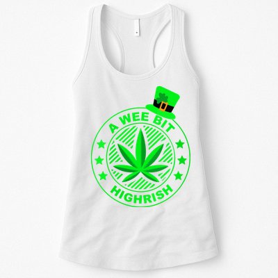 A Wee Bit Highrish Funny 420 Weed Marijuana St Patricks Day Vneck Womens Tank Top