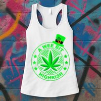 A Wee Bit Highrish Funny 420 Weed Marijuana St Patricks Day Vneck Womens Tank Top