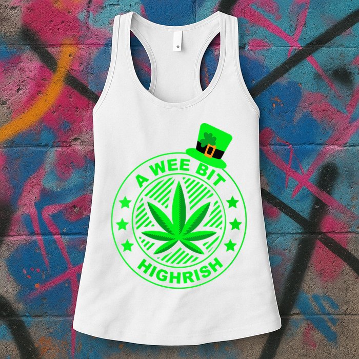 A Wee Bit Highrish Funny 420 Weed Marijuana St Patricks Day Vneck Womens Tank Top
