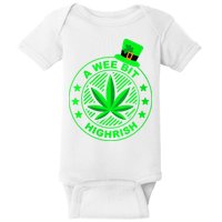 A Wee Bit Highrish Funny 420 Weed Marijuana St Patricks Day Vneck Baby Bodysuit