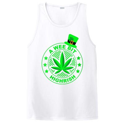 A Wee Bit Highrish Funny 420 Weed Marijuana St Patricks Day Vneck PosiCharge Competitor Tank