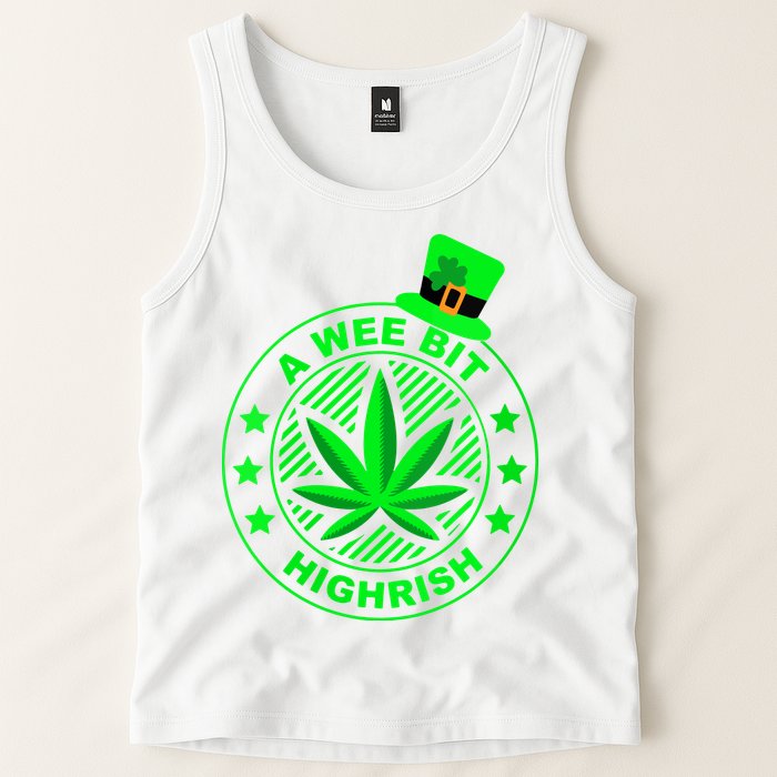 A Wee Bit Highrish Funny 420 Weed Marijuana St Patricks Day Vneck Tank Top