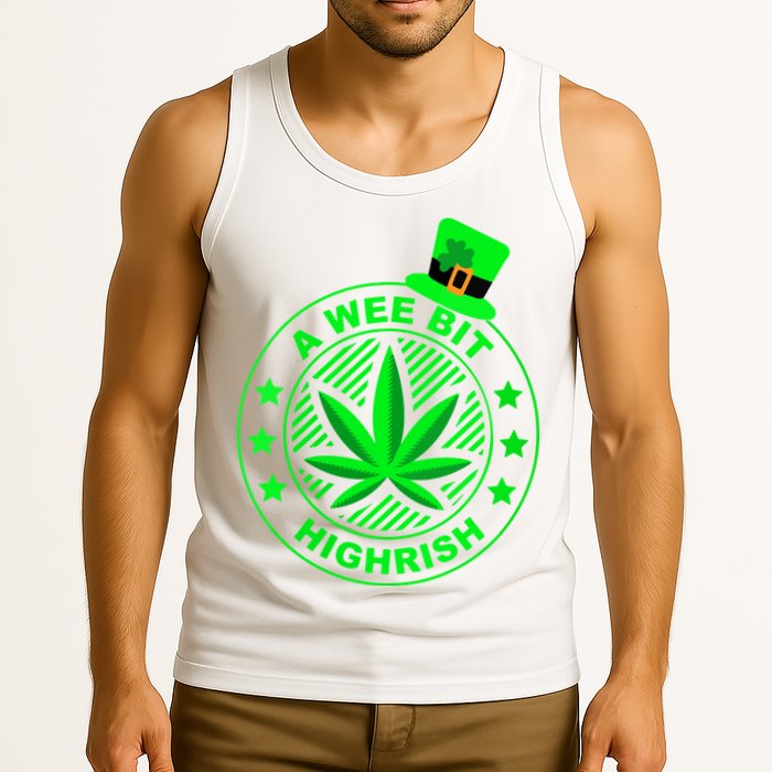 A Wee Bit Highrish Funny 420 Weed Marijuana St Patricks Day Vneck Tank Top