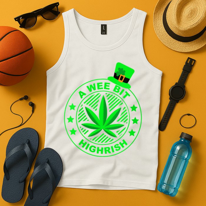 A Wee Bit Highrish Funny 420 Weed Marijuana St Patricks Day Vneck Tank Top