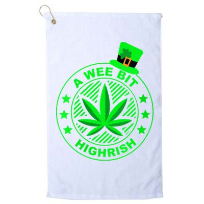 A Wee Bit Highrish Funny 420 Weed Marijuana St Patricks Day Vneck Golf Towel