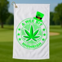 A Wee Bit Highrish Funny 420 Weed Marijuana St Patricks Day Vneck Golf Towel