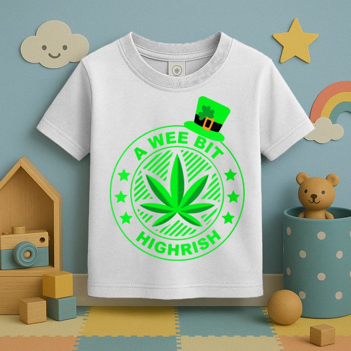 A Wee Bit Highrish Funny 420 Weed Marijuana St Patricks Day Vneck Toddler T-Shirt