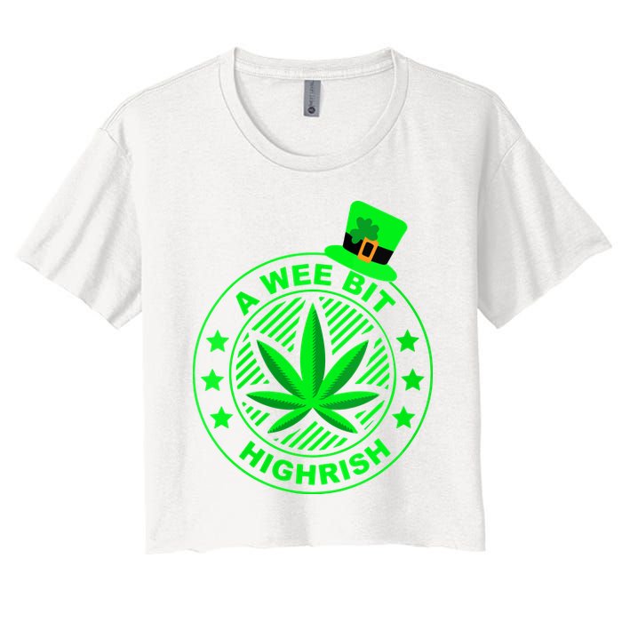 A Wee Bit Highrish Funny 420 Weed Marijuana St Patricks Day Vneck Crop Top
