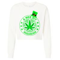 A Wee Bit Highrish Funny 420 Weed Marijuana St Patricks Day Vneck Cropped Pullover Crew