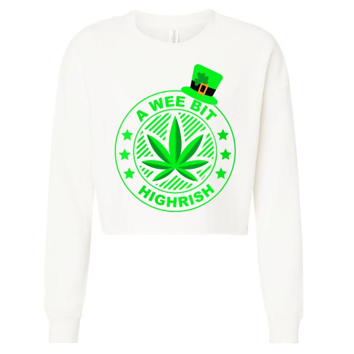 A Wee Bit Highrish Funny 420 Weed Marijuana St Patricks Day Vneck Cropped Pullover Crew