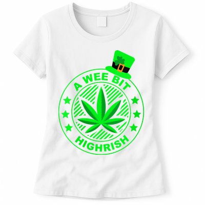 A Wee Bit Highrish Funny 420 Weed Marijuana St Patricks Day Vneck Womens T-Shirt