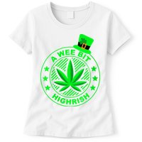 A Wee Bit Highrish Funny 420 Weed Marijuana St Patricks Day Vneck Womens T-Shirt