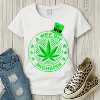 A Wee Bit Highrish Funny 420 Weed Marijuana St Patricks Day Vneck Womens T-Shirt