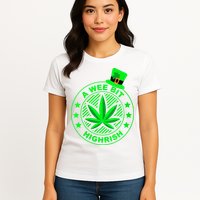 A Wee Bit Highrish Funny 420 Weed Marijuana St Patricks Day Vneck Womens T-Shirt